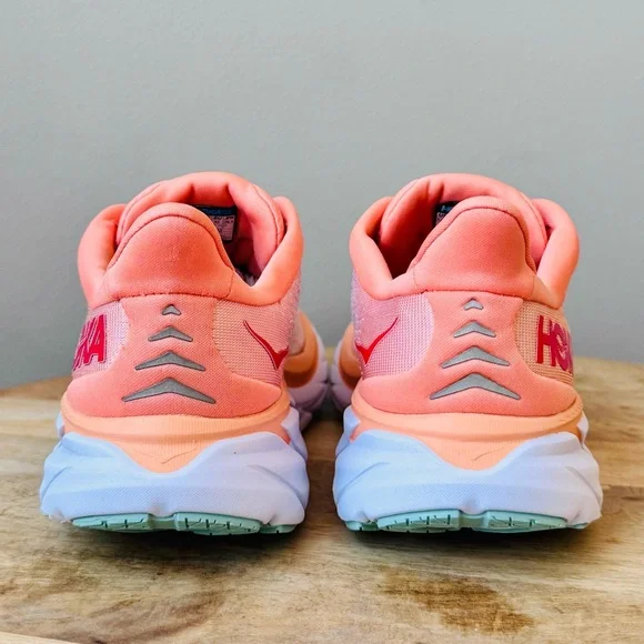 Hoka Women's ONE ONE Clifton 8 Running Shoe in Cantaloupe/Silver Peony Size 9.5 - Picture 8 of 15